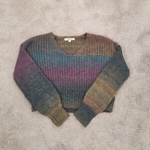 Rewind Multi Colored Cropped Knit Sweater Size Small